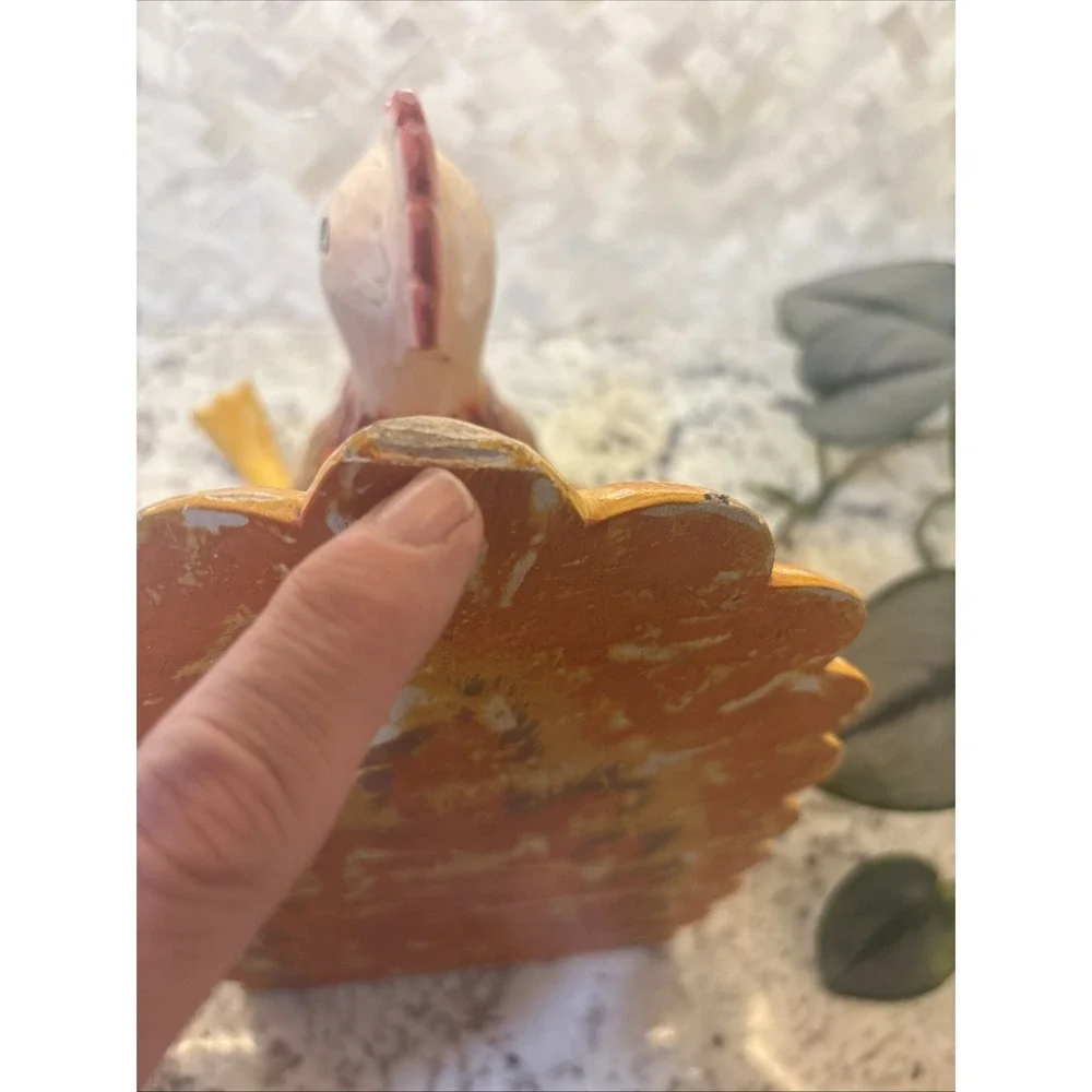 Articulated‎ Pier 1 Folk Art Wood Turkey Figure Thanksgiving Jointed Self Sitter
